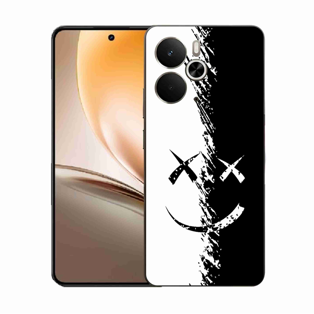 Gelový kryt mmCase na Realme 14 5G - černobílý smajlík