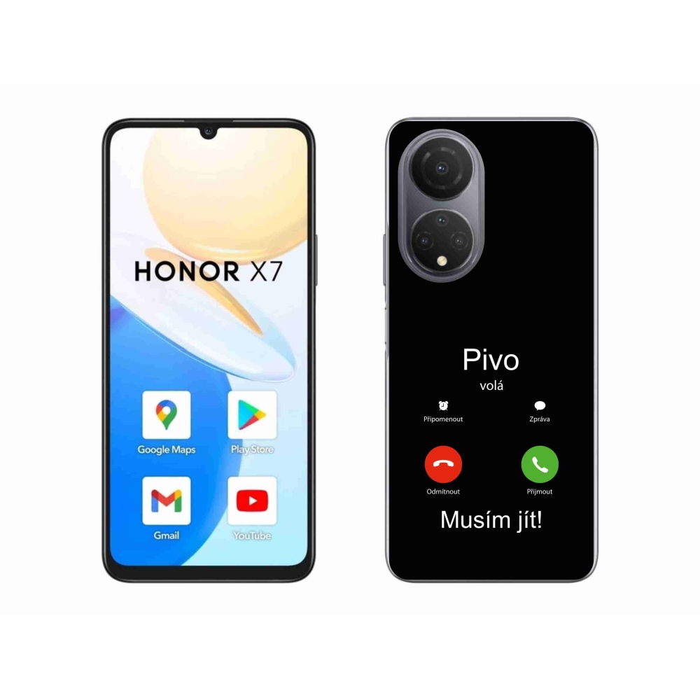 Gelový kryt mmCase na Honor X7 - pivo volá černé pozadí