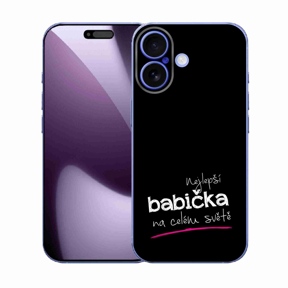 Gelový kryt mmCase na iPhone 17 - nejlepší babička 4 černé pozadí