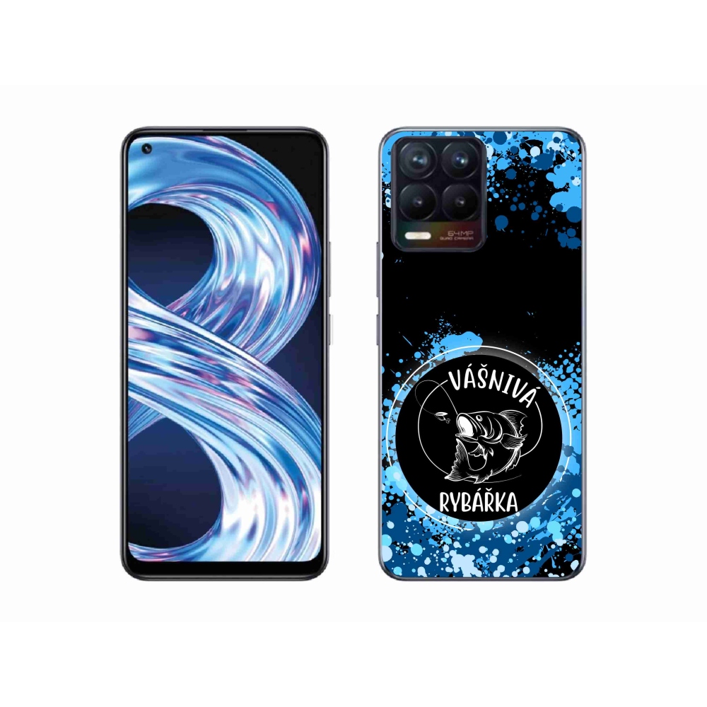 Gelový kryt mmCase na Realme 8 4G - vášnivá rybářka černé pozadí