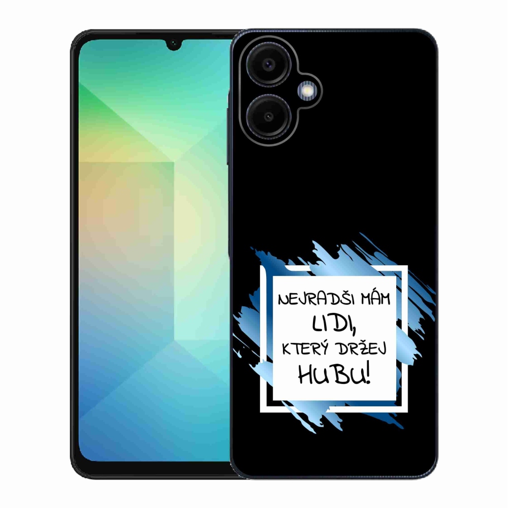 Gelový kryt mmCase na Samsung Galaxy A06 4G - vtipný text 7 bíločerné pozadí