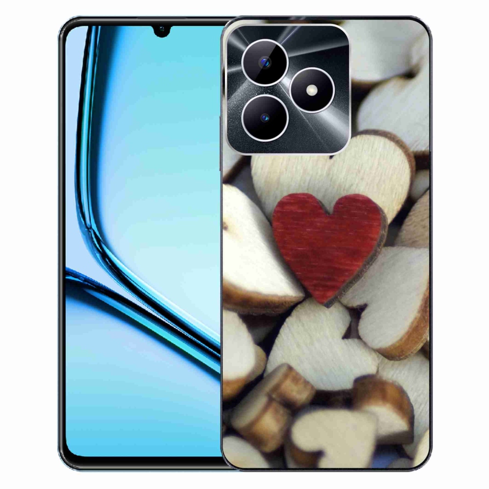 Gelový kryt mmCase na Realme Note 50 - gravírované červené srdce 