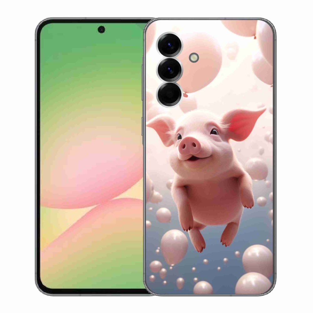 Gelový kryt mmCase na Samsung Galaxy A56 5G - prasátko s balónky