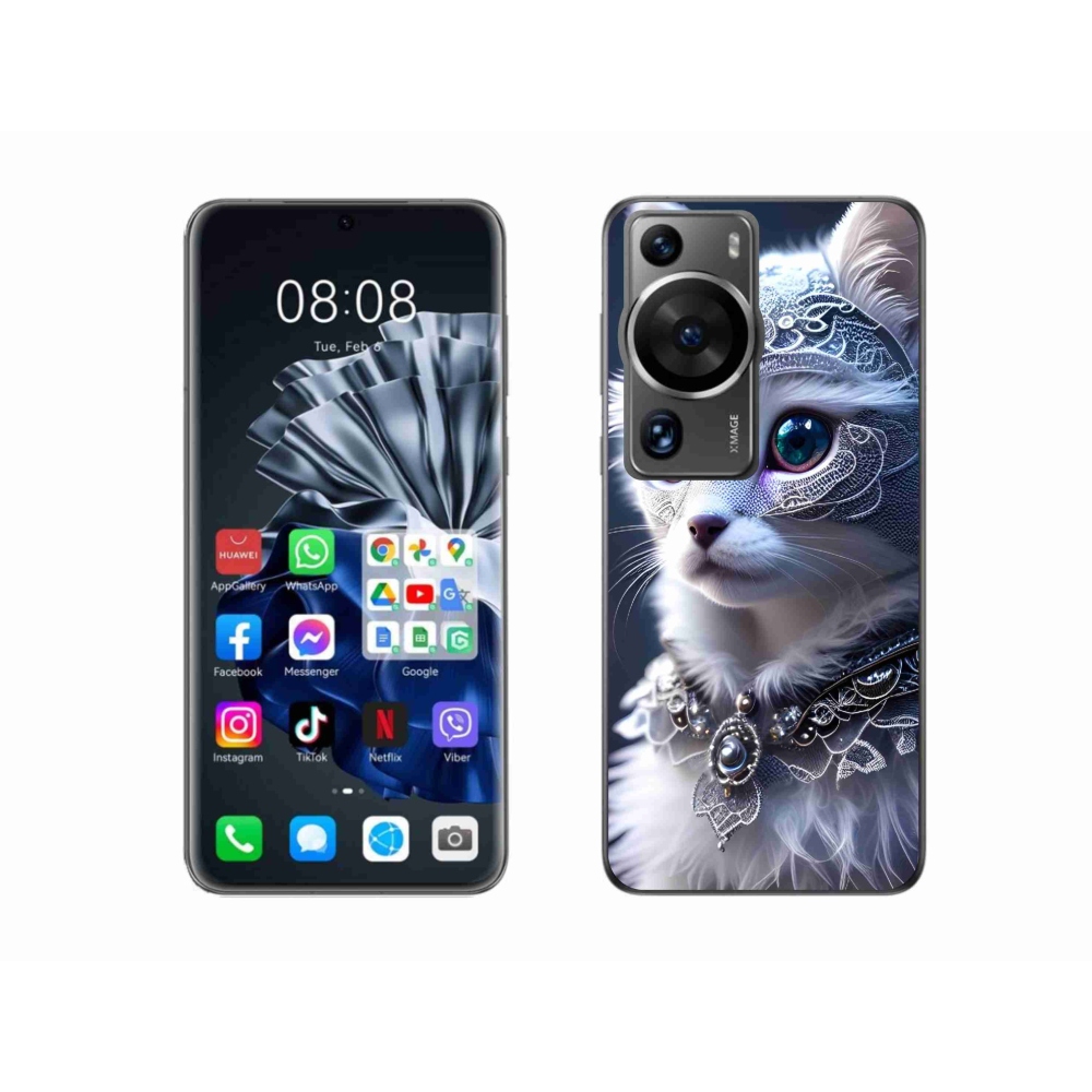 Gelový kryt mmCase na Huawei P60 Pro - bílá kočka
