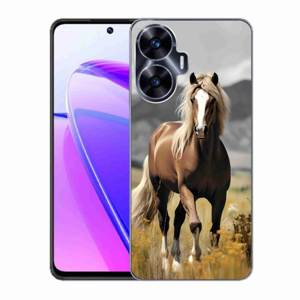 Gelový kryt mmCase na Realme C55 - hnědý kůň 1