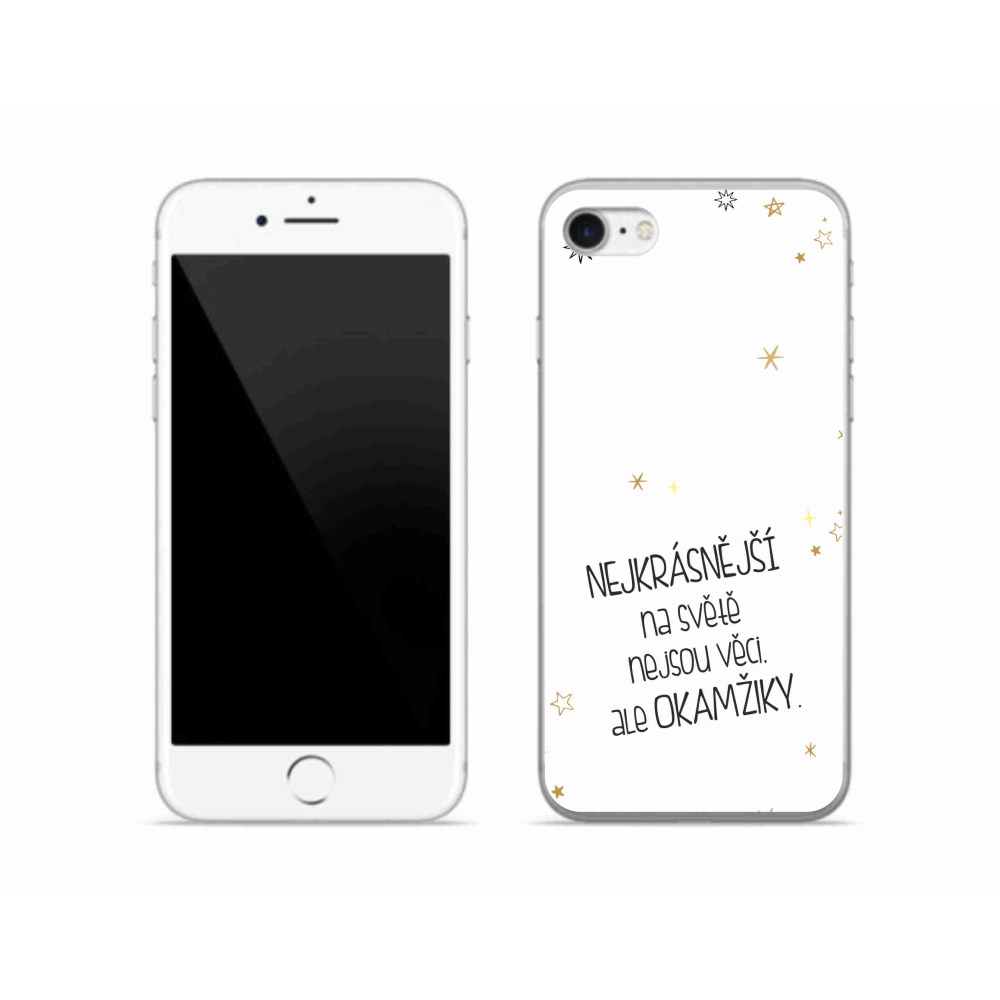 Gelový kryt mmCase na iPhone SE (2020) - citát 4 bílé pozadí