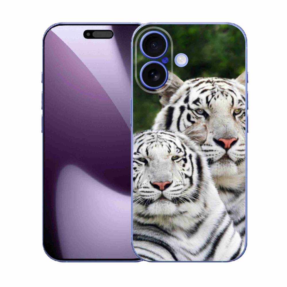 Gelový kryt mmCase na iPhone 17 - bílí tygři