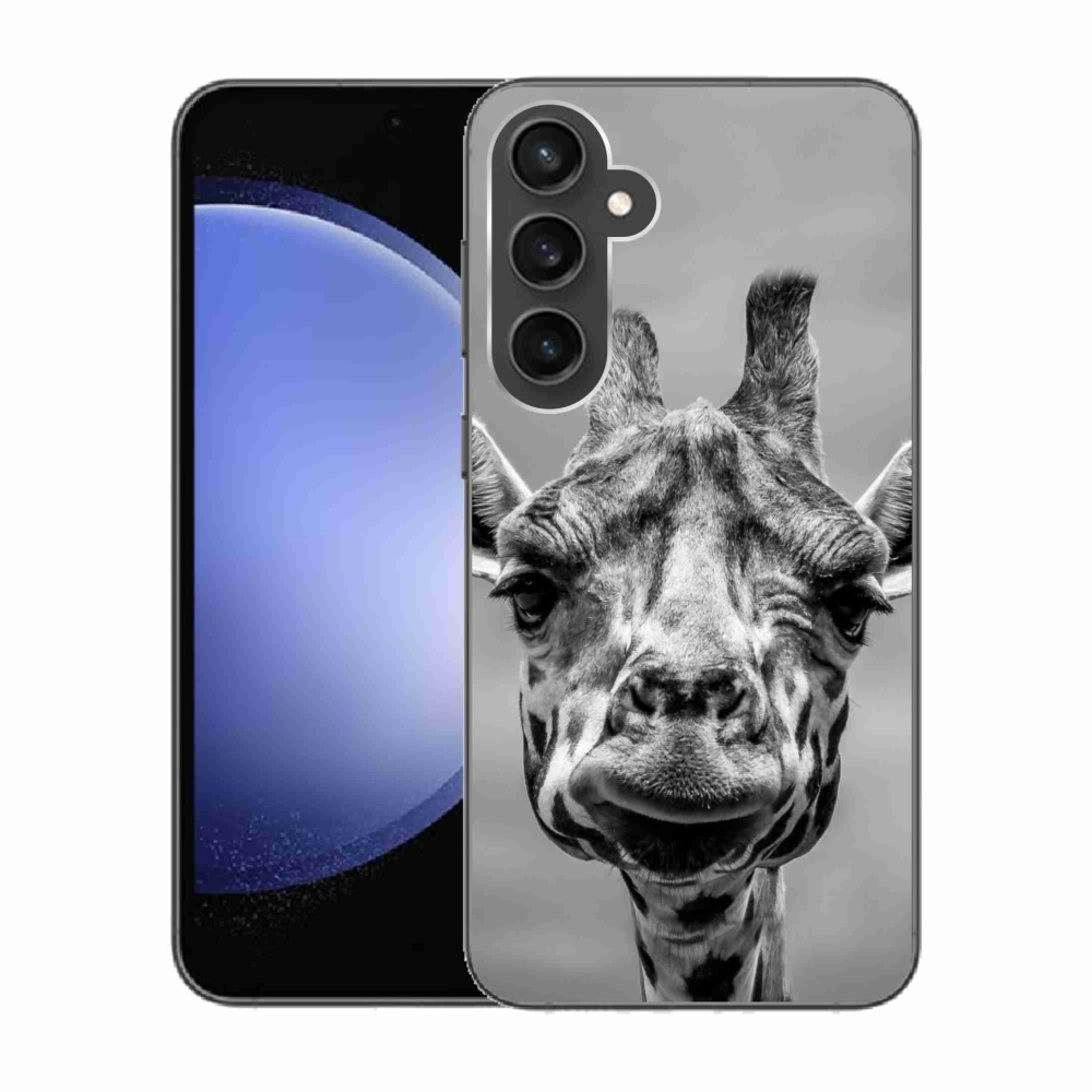 Gelový kryt mmCase na Samsung Galaxy S23 FE - černobílá žirafa