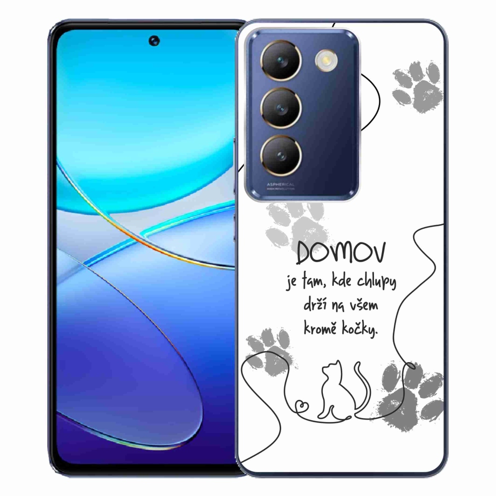 Gelový kryt mmCase na Vivo V40 SE 4G/5G - kočičí motiv bílé pozadí