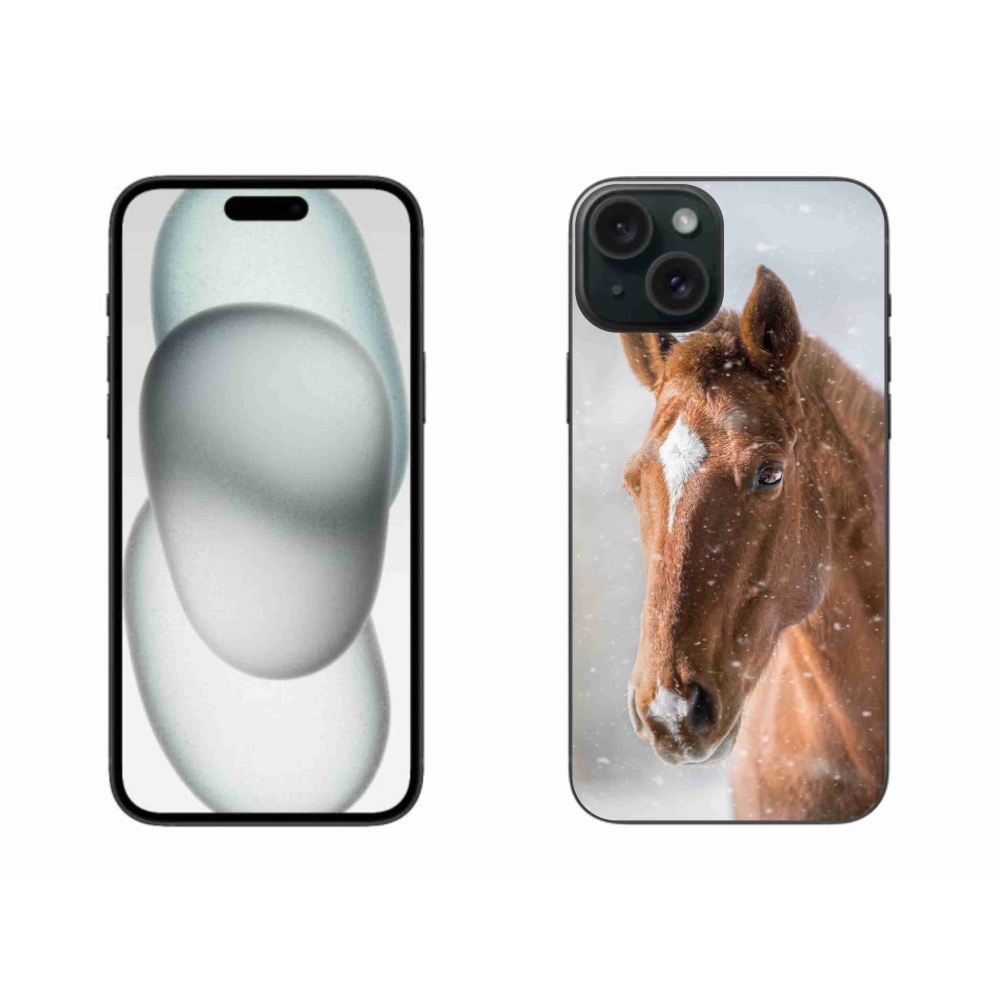 Gelový kryt mmCase na iPhone 15 Plus - hnědý kůň 2