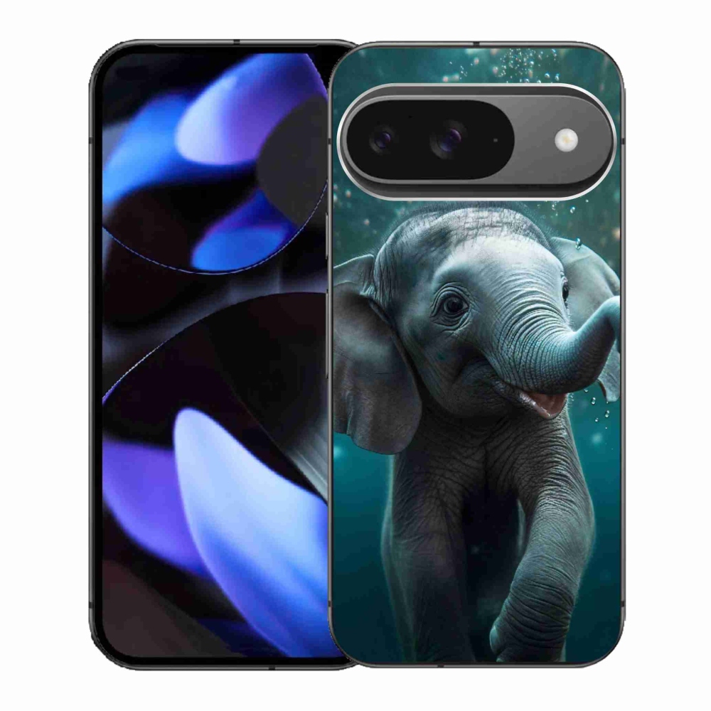 Gelový kryt mmCase na Google Pixel 9/9 Pro - slůně pod vodou