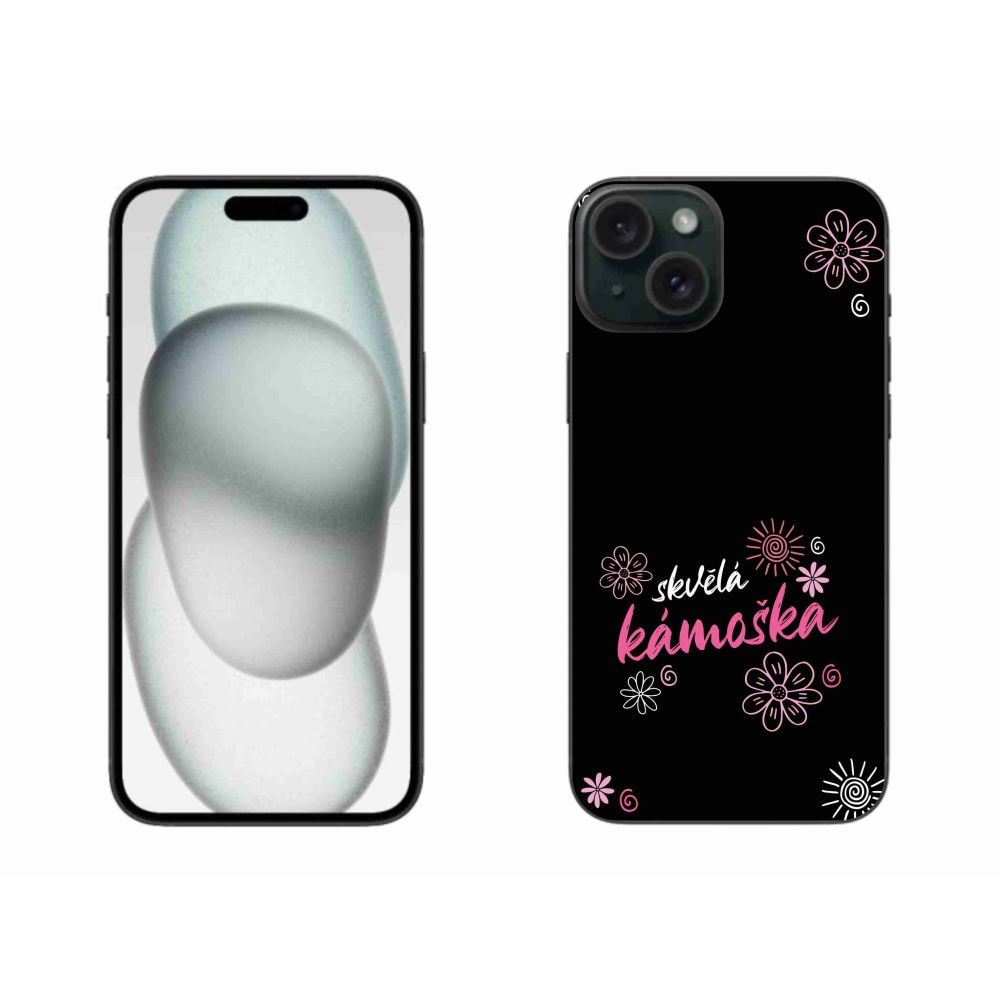 Gelový kryt mmCase na iPhone 15 Plus - skvělá kámoška černé pozadí