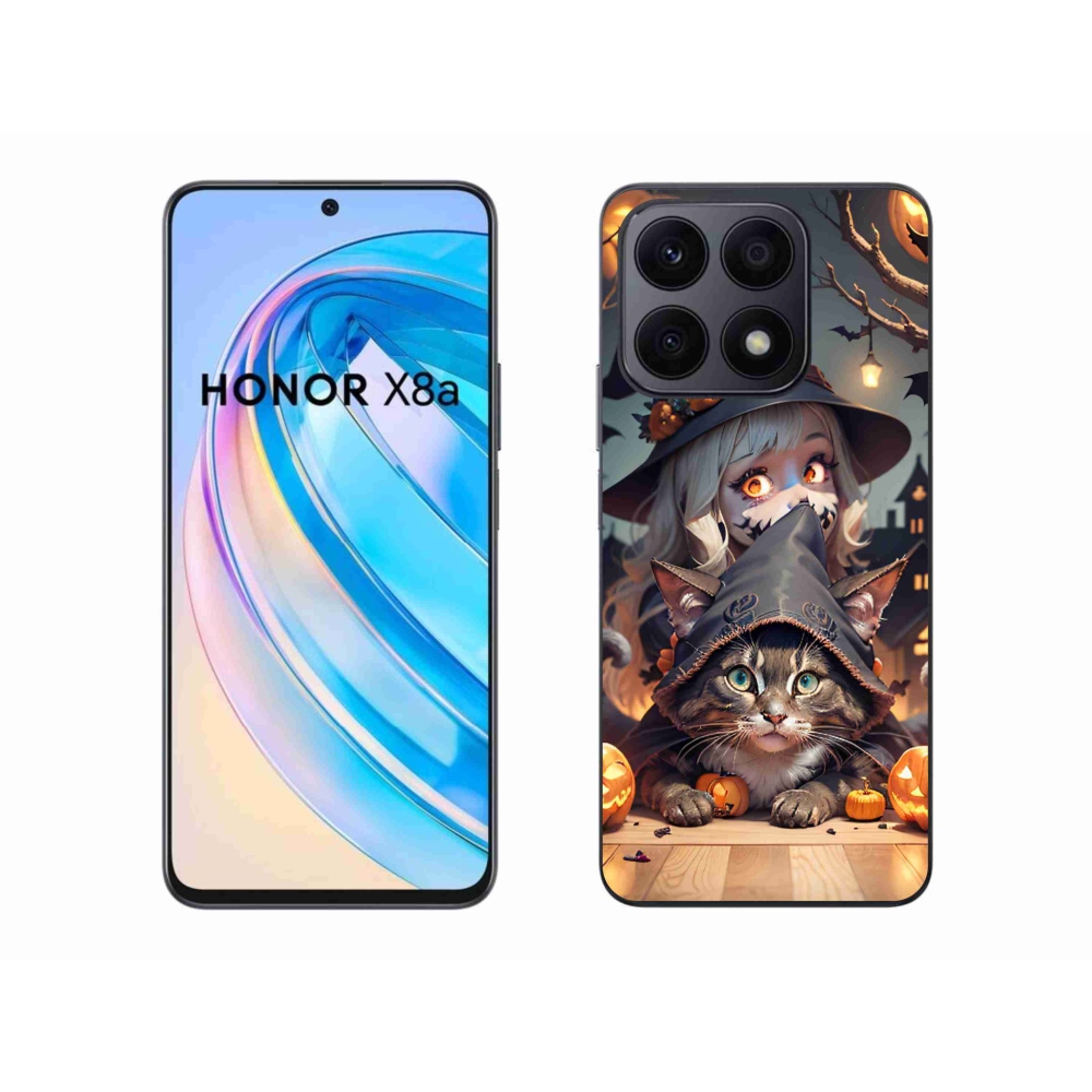Gelový kryt mmCase na Honor X8a - čarodějnice s kočkou