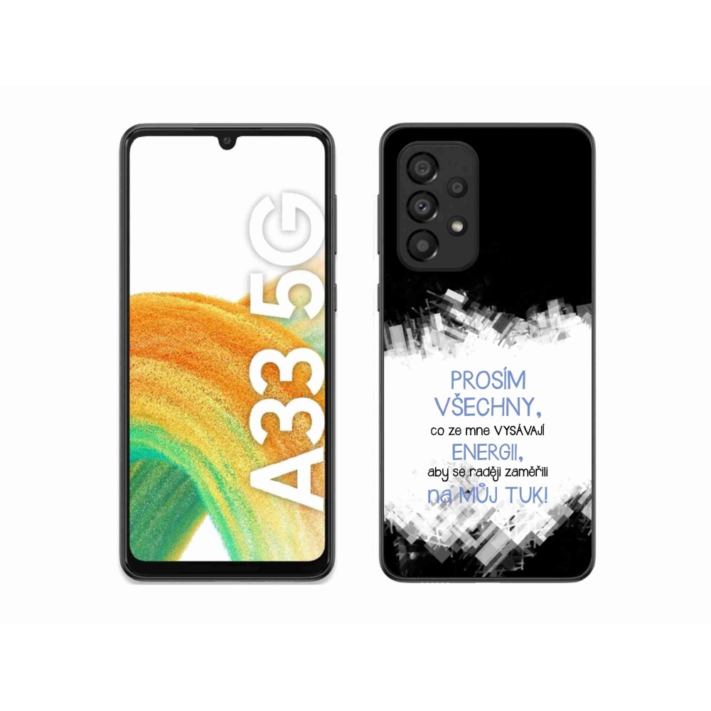 Gelový kryt mmCase na Samsung Galaxy A33 5G - vtipný text 1 modrý