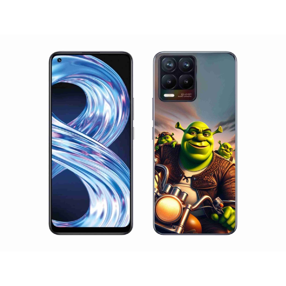Gelový kryt mmCase na Realme 8 Pro - shrek na motorce