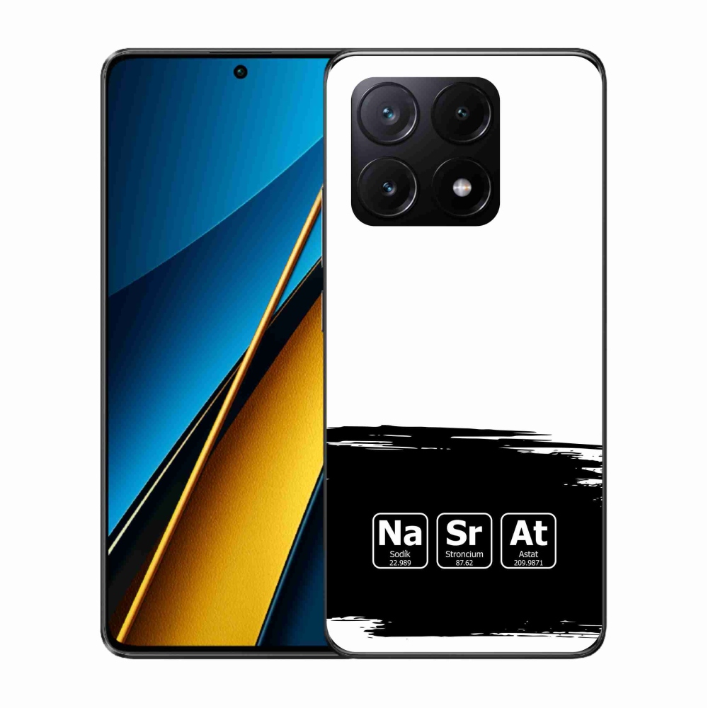 Gelový kryt mmCase na Xiaomi Poco X6 Pro 5G - chemické prvky černobílé pozadí