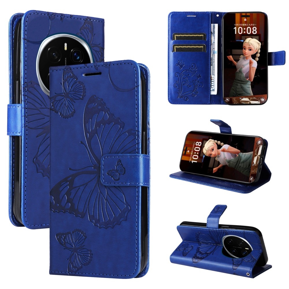 Big Butterfly knížkové pouzdro na Honor Magic 7 Pro 5G - modré