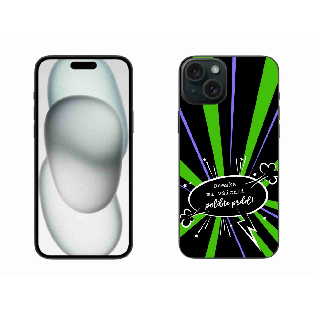 Gelový kryt mmCase na iPhone 15 Plus - vtipný text 15 černé pozadí