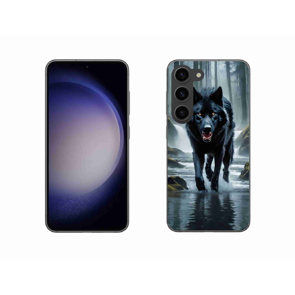 Gelový kryt mmCase na Samsung Galaxy S23 5G - černý vlk