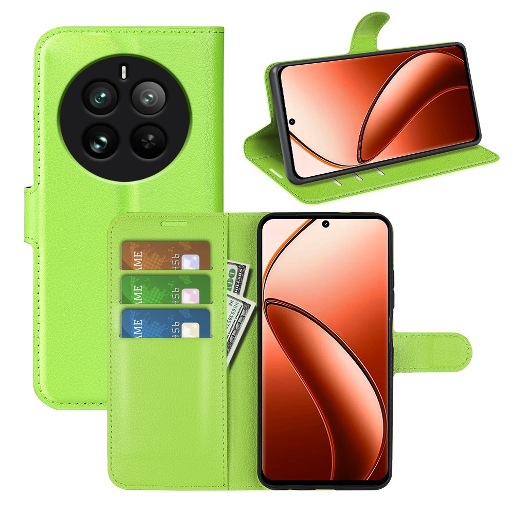 Litchi knížkové pouzdro na Realme 12 Pro 5G/12 Pro+ 5G - zelené