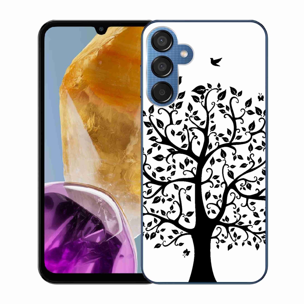 Gelový kryt mmCase na Samsung Galaxy M15 5G - černobílý strom