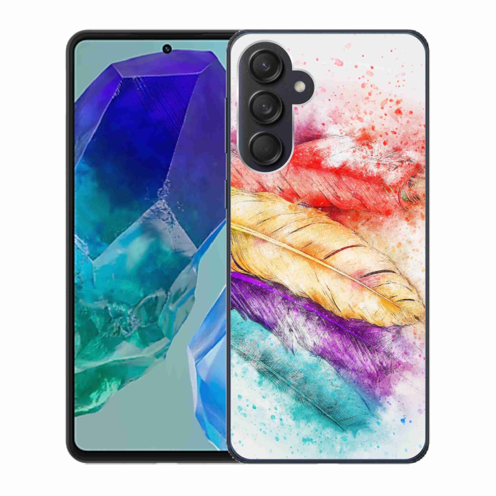 Gelový kryt mmCase na Samsung Galaxy M55 5G - barevné peří