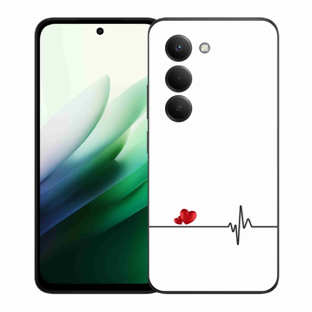Gelový kryt mmCase na Xiaomi Redmi 15 5G - srdce a tep bílé pozadí