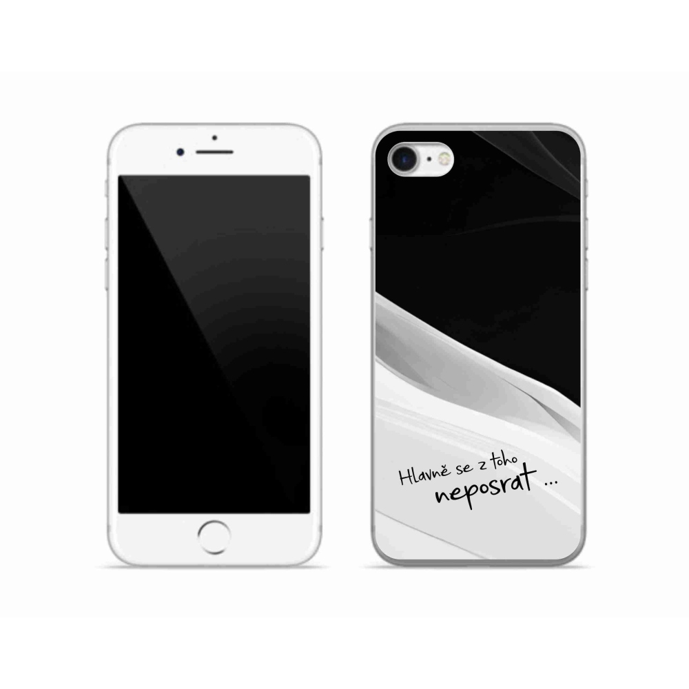 Gelový kryt mmCase na iPhone SE (2020) - vtipný text 13 bíločerné pozadí