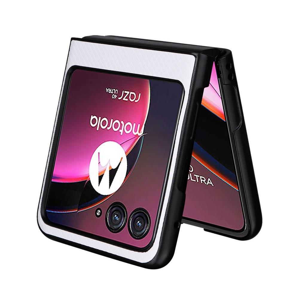 Textury plastový kryt s umělou kůží na Motorola Razr 40 Ultra 5G - bílý