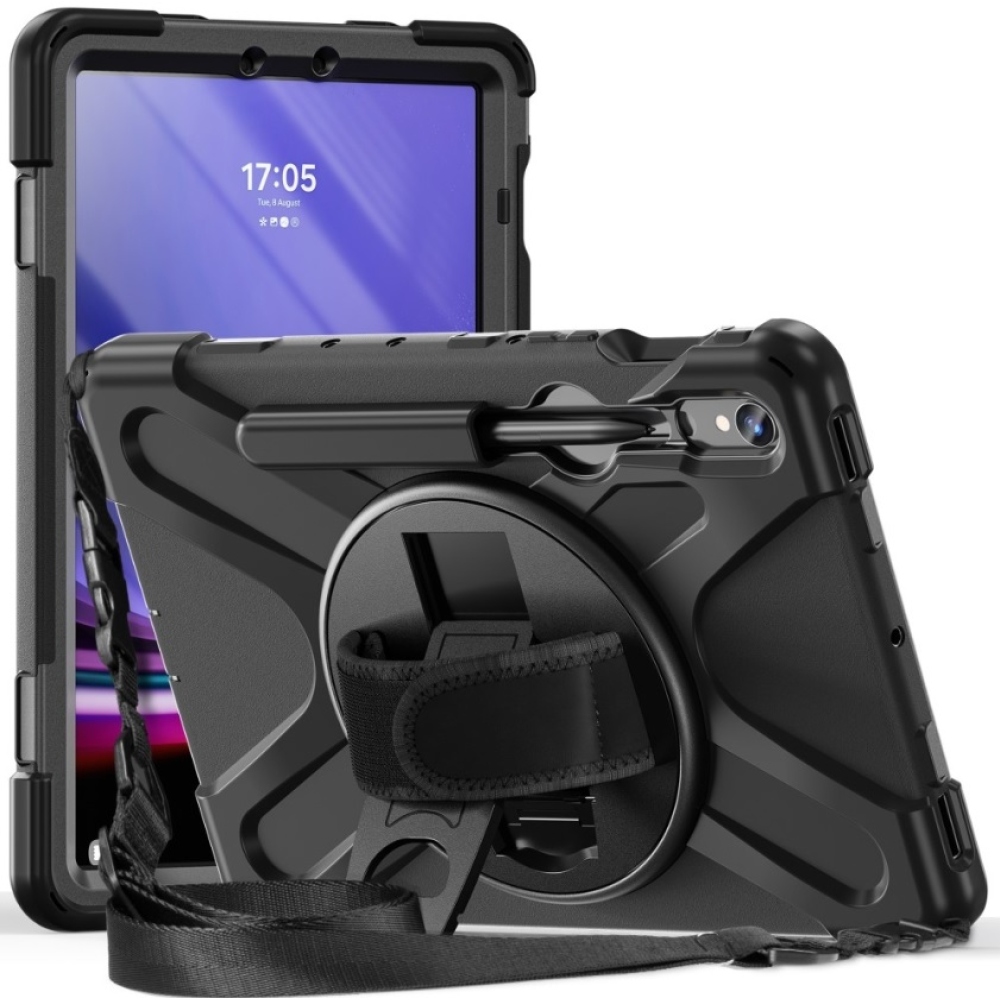 Kick odolný kryt s úchopem na ruku na Samsung Galaxy Tab S9/Tab S10 - černý