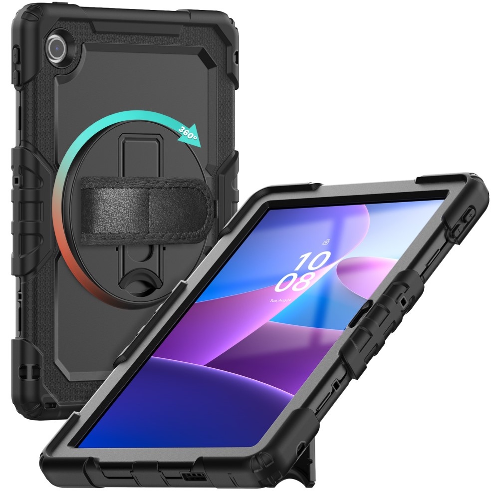 Strap odolný kryt s držákem na ruku a ramenním popruhem na Lenovo Tab 10.1 (2025) - černý