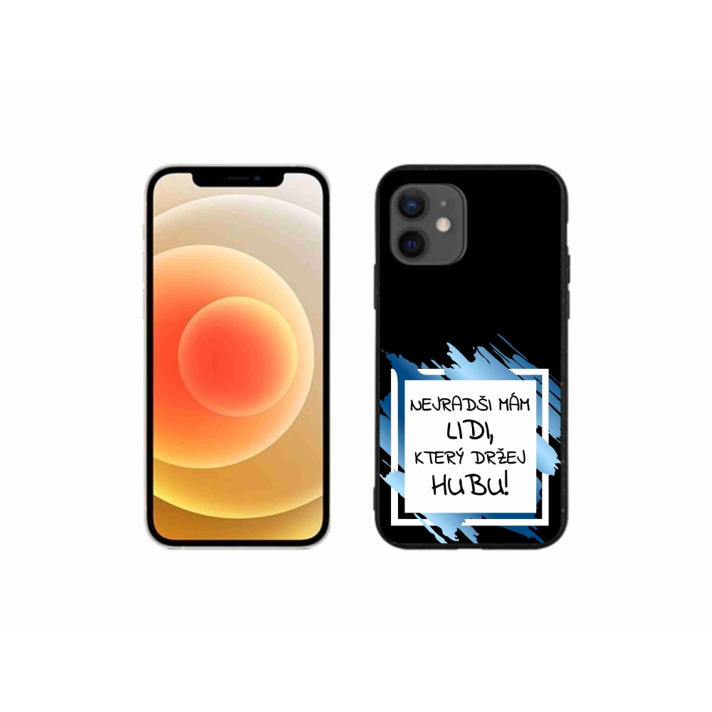 Gelový kryt mmCase na iPhone 12 mini - vtipný text 7 bíločerné pozadí