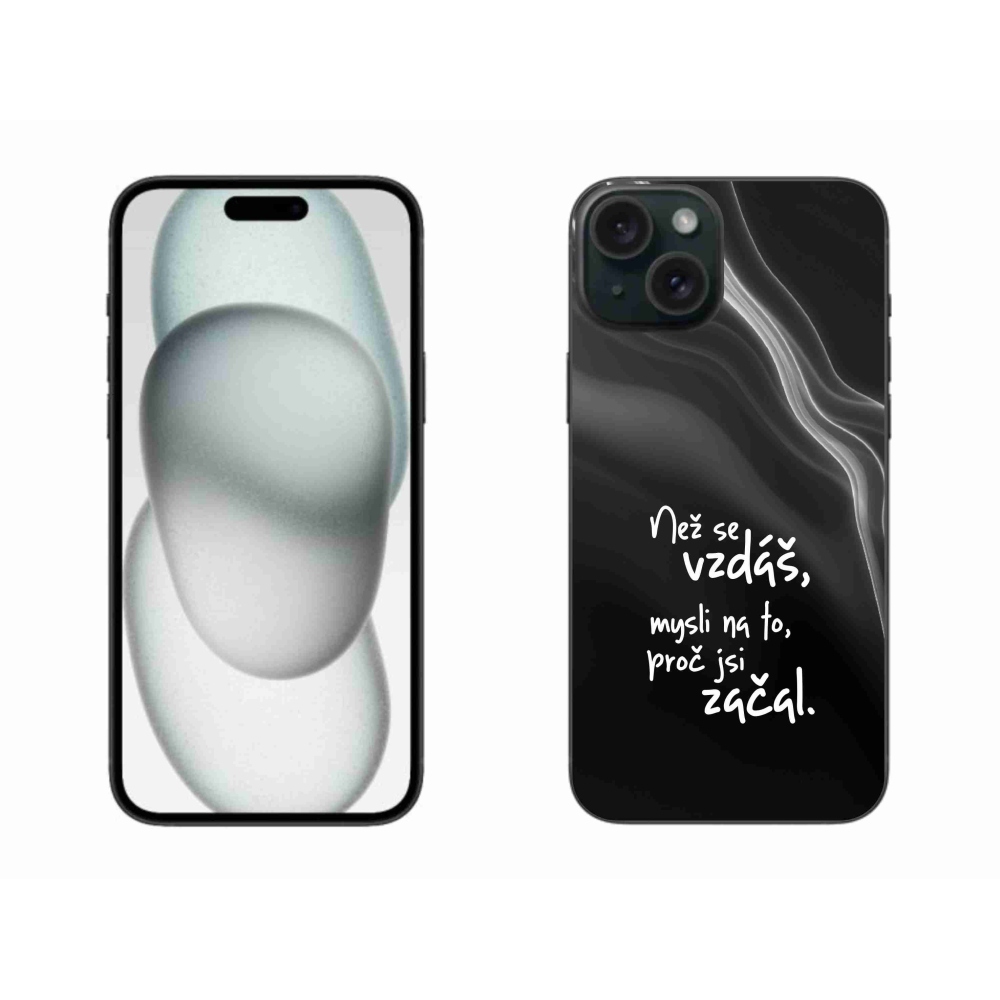 Gelový kryt mmCase na iPhone 15 Plus - citát 2 černé pozadí