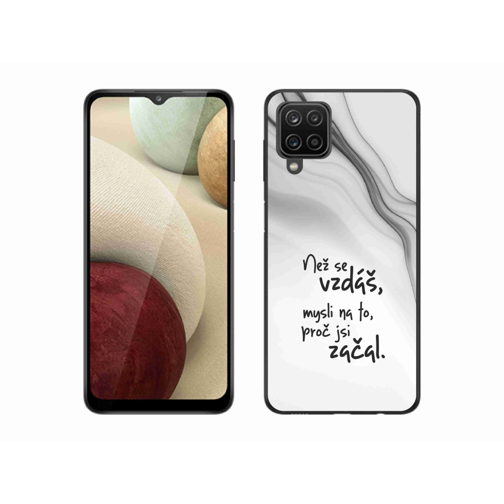 Gelový kryt mmCase na Samsung Galaxy A12 - citát 2 bílé pozadí