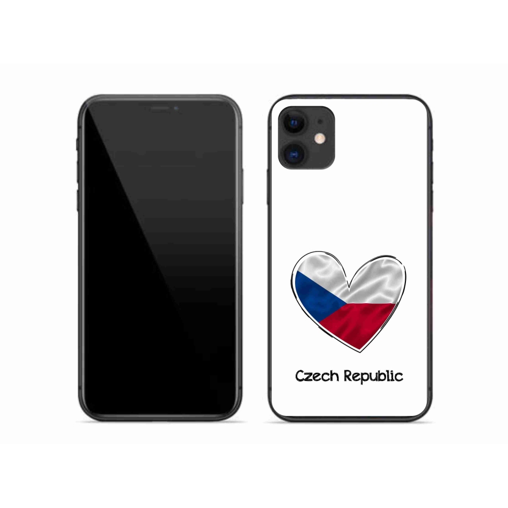 Gelový kryt mmCase na iPhone 11 - vlajka srdce bílé pozadí