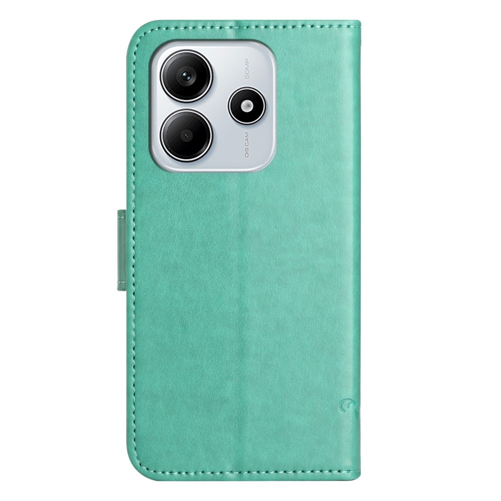 Flower knížkové pouzdro na Xiaomi Redmi Note 14 5G - modrozelené