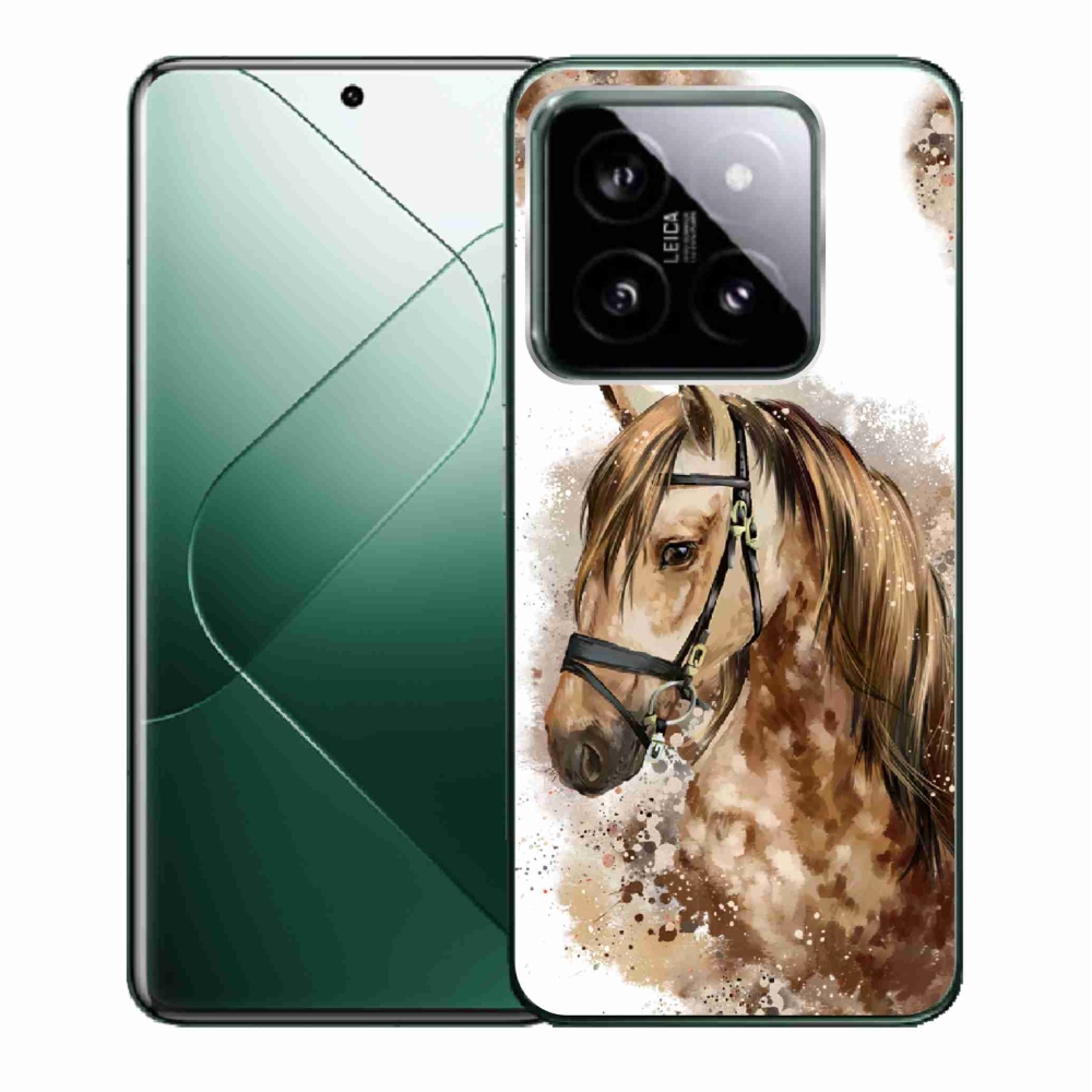 Gelový kryt mmCase na Xiaomi 14 - hnědý kreslený kůň