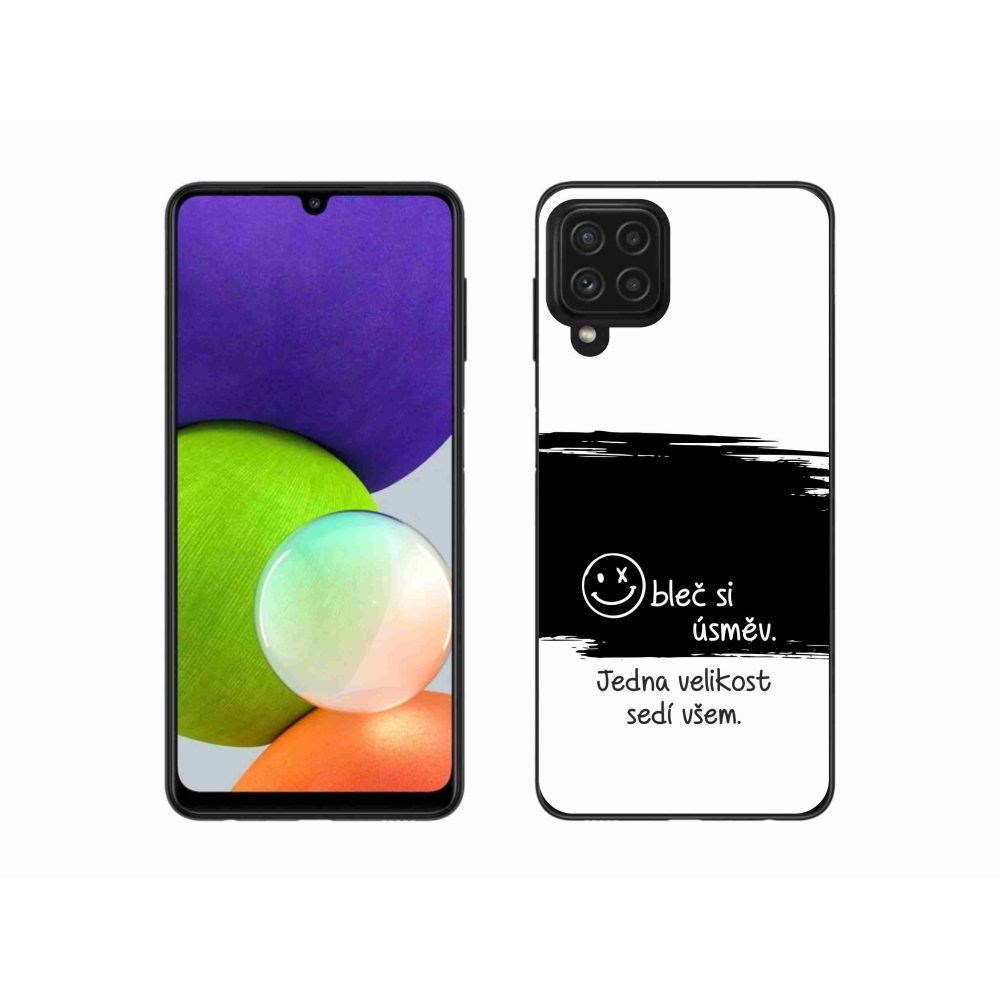 Gelový kryt mmCase na Samsung Galaxy A22 4G - vtipný text 8 černobílé pozadí