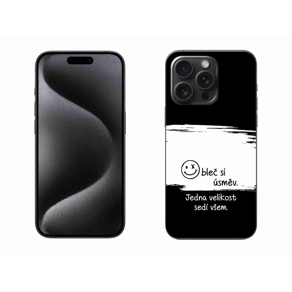 Gelový kryt mmCase na iPhone 15 Pro Max - vtipný text 8 bíločerné pozadí