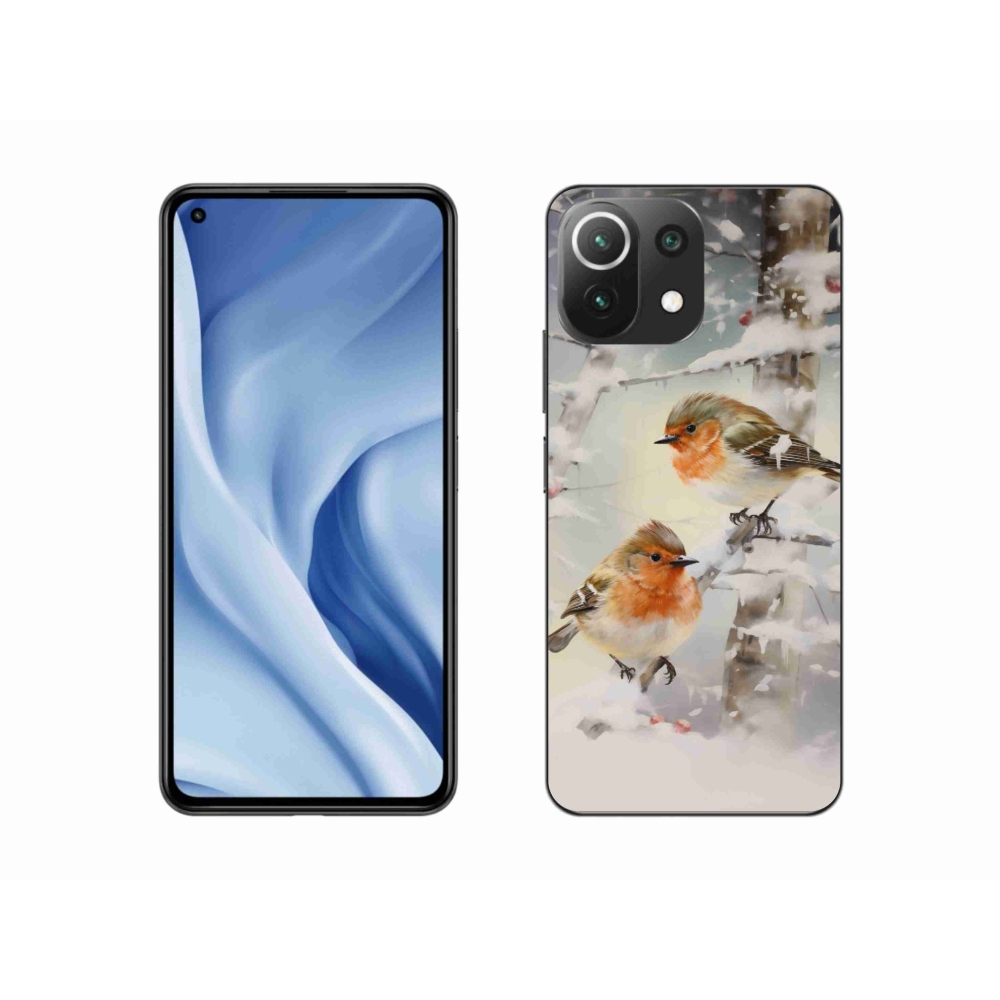 Gelový kryt mmCase na Xiaomi Mi 11 Lite 4G/5G - ptáčci v zimě