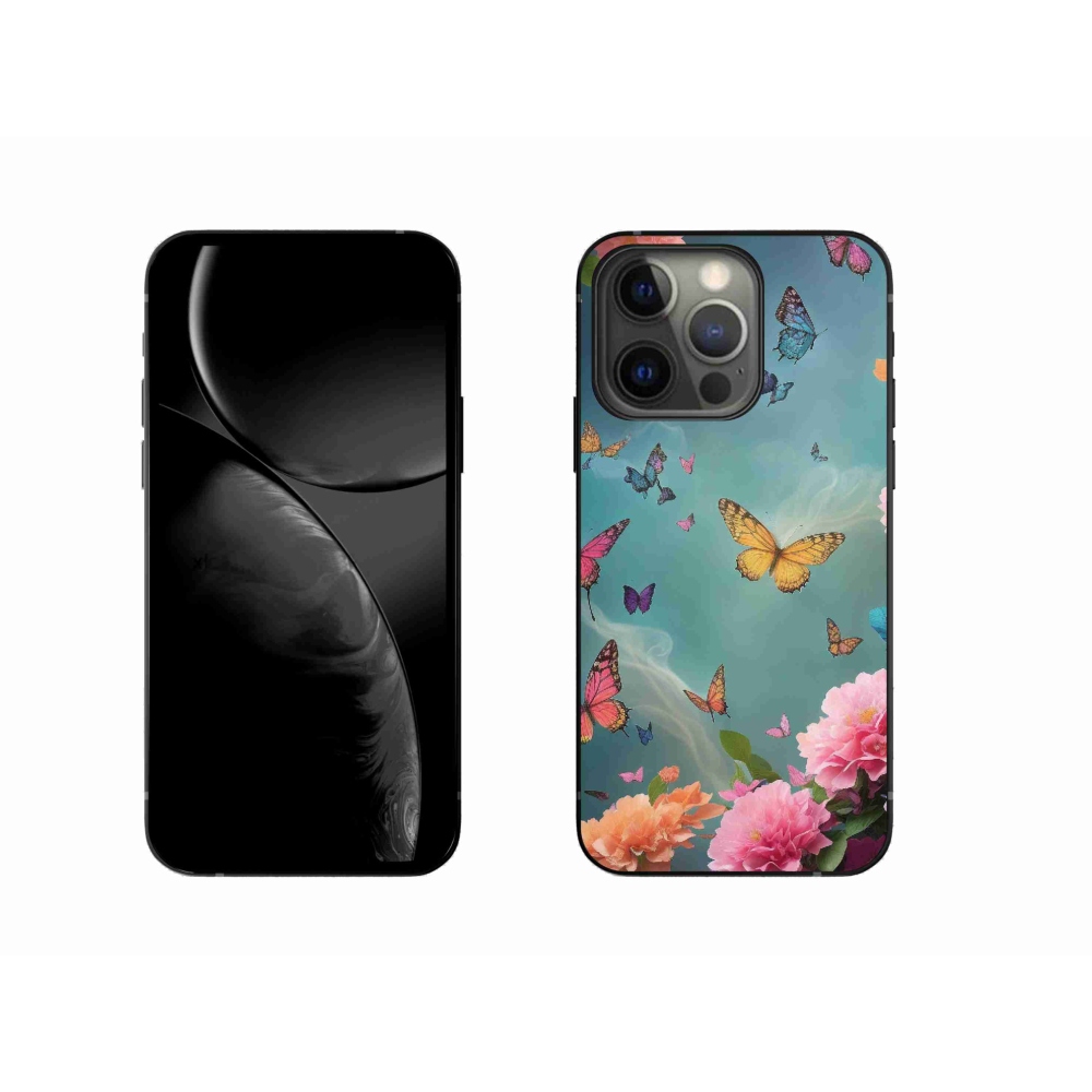 Gelový kryt mmCase na iPhone 13 Pro - barevné květy a motýli