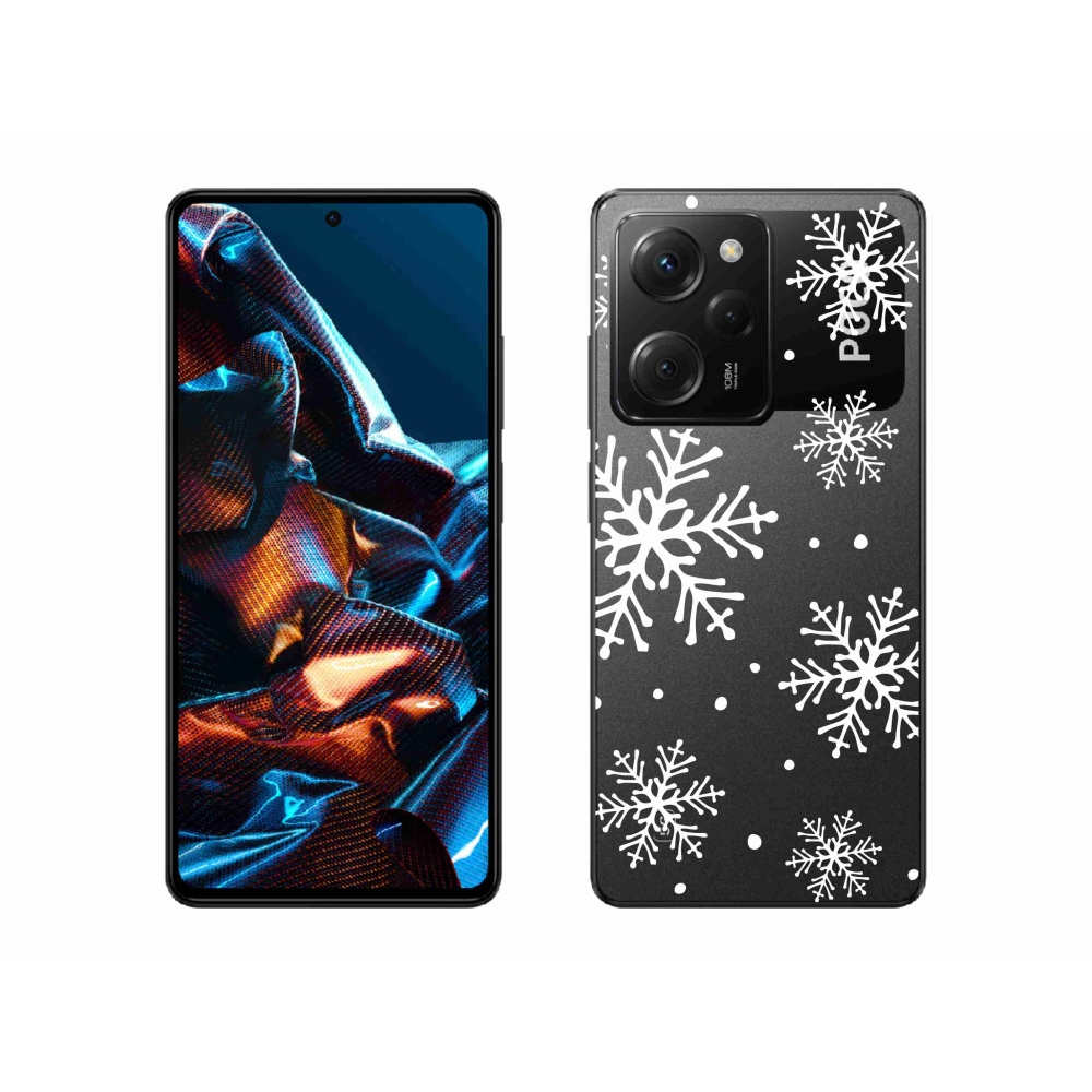 Gelový kryt mmCase na Xiaomi Poco X5 Pro 5G - bílé vločky na průhledném pozadí