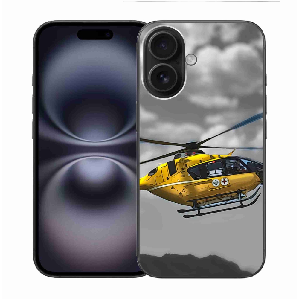Gelový kryt mmCase na iPhone 16 - žlutá helikoptéra