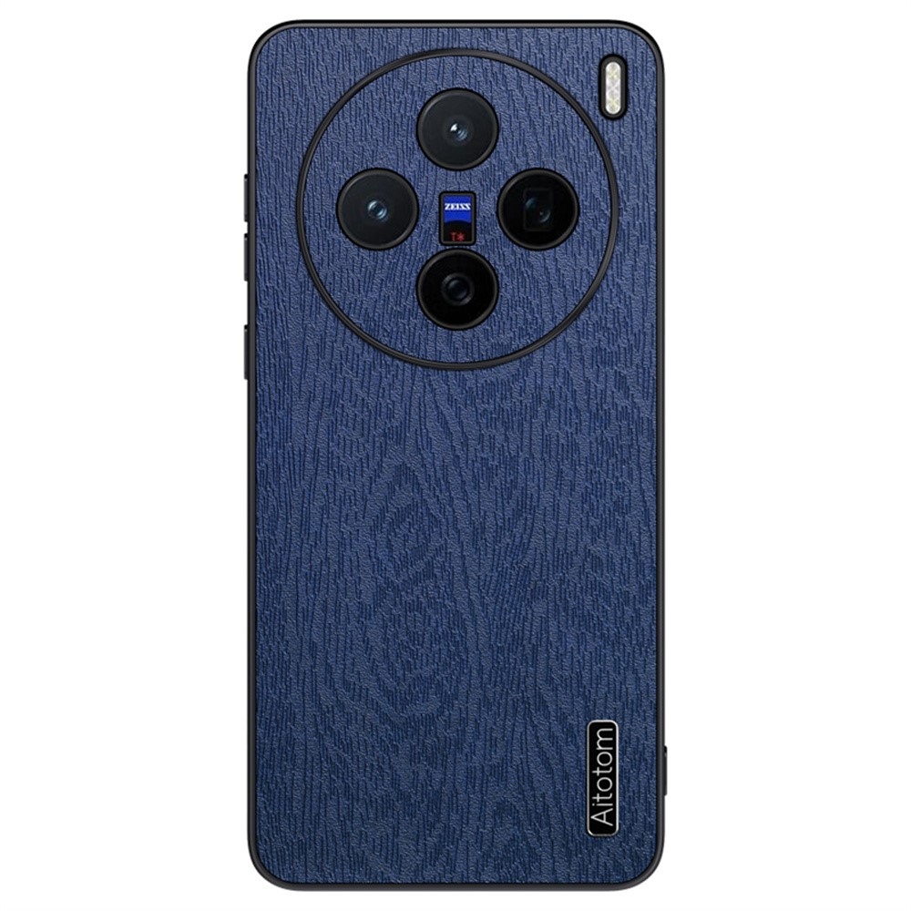 Wood gelový obal potažený umělou kůží na Vivo X200 5G - modrý