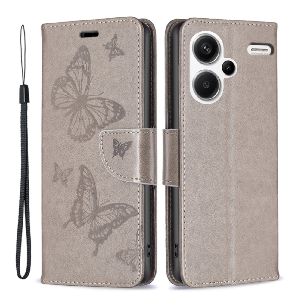 Butterfly knížkové pouzdro na Xiaomi Redmi Note 13 Pro+ 5G - šedé