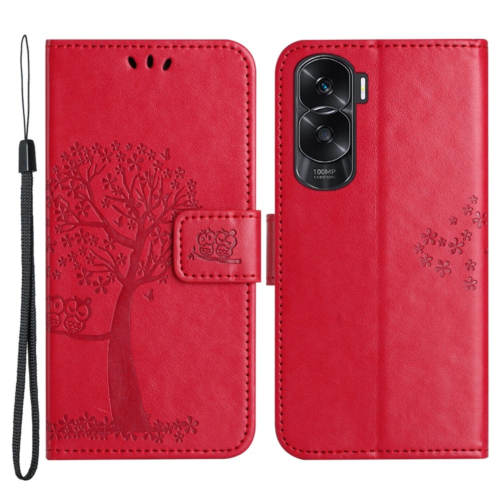 Tree knížkové pouzdro na Honor 90 Lite - červené