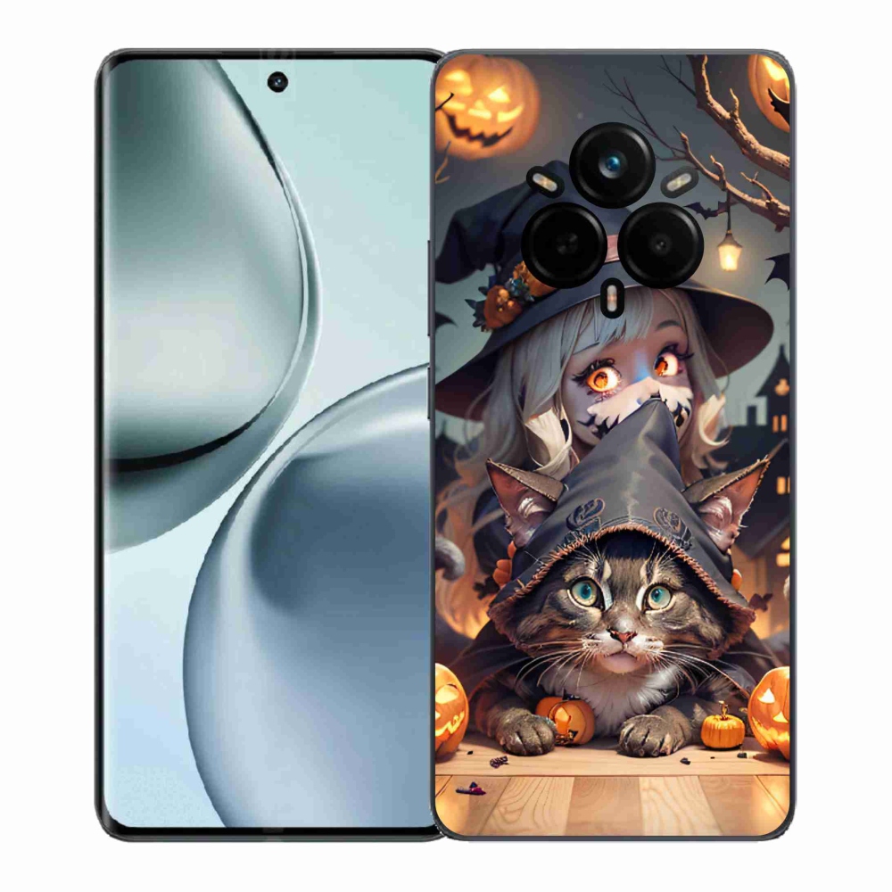 Gelový kryt mmCase na Realme 14 Pro+ 5G - čarodějnice s kočkou