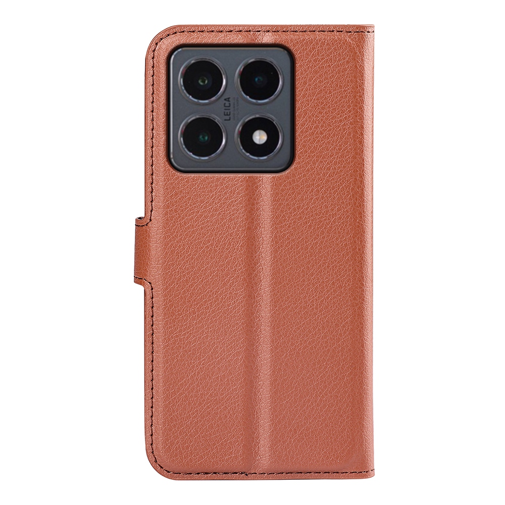 Litchi knížkové pouzdro na Xiaomi 15T - hnědé