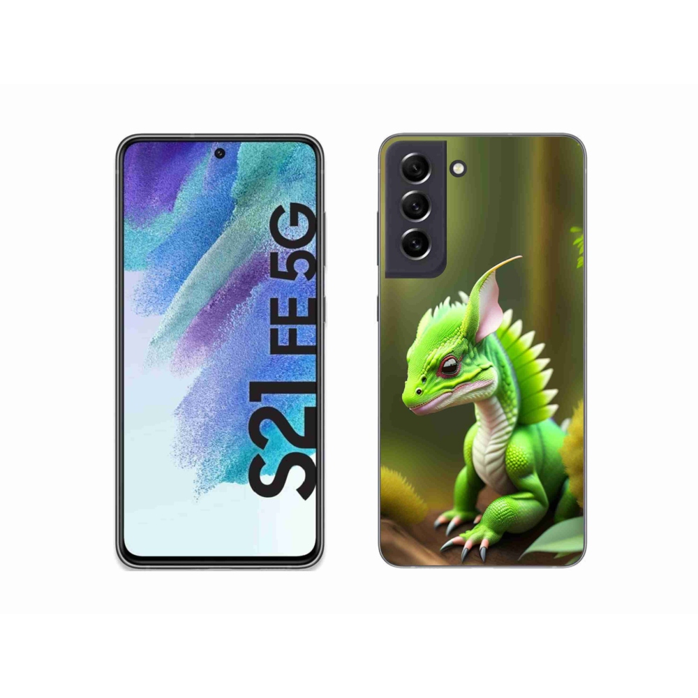 Gelový kryt mmCase na Samsung Galaxy S21 FE 5G - zelený dráček