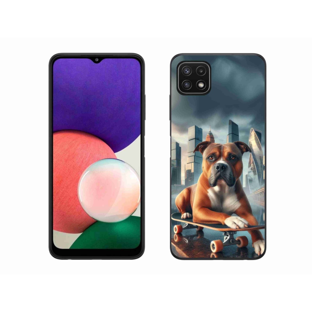 Gelový kryt mmCase na Samsung Galaxy A22 5G - pes na skateboardu